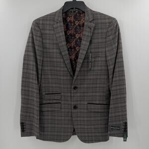 Paisley & Gray Men's Two Button Plaid Blazer - Maroon/Gray - 40L - NWT